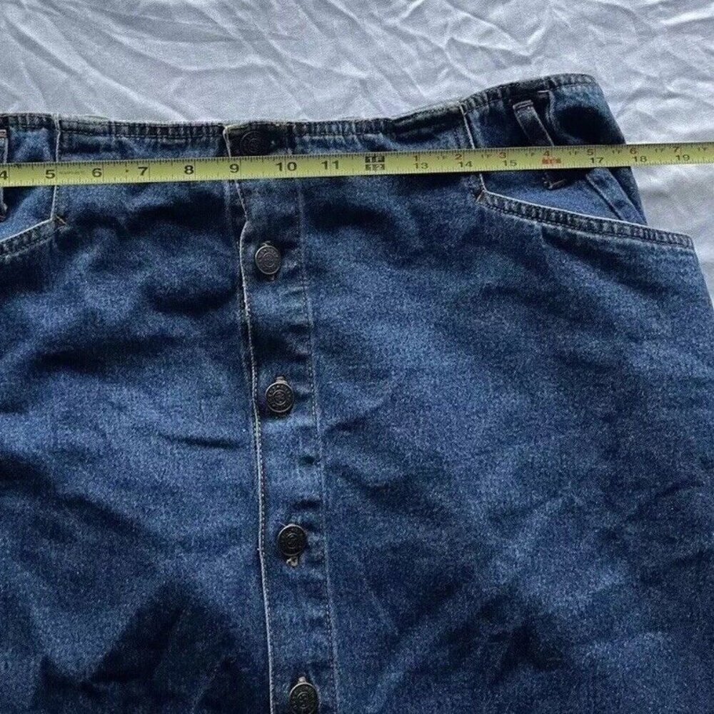 Vintage Bill Blass Women’s Below The Knee Denim Blue Button Jean Skirt Sz 16 - Picture 6 of 15